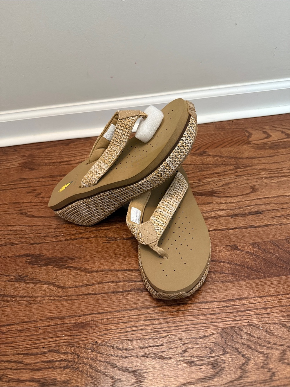 Volatile Beige Woven Platform Flip Flops